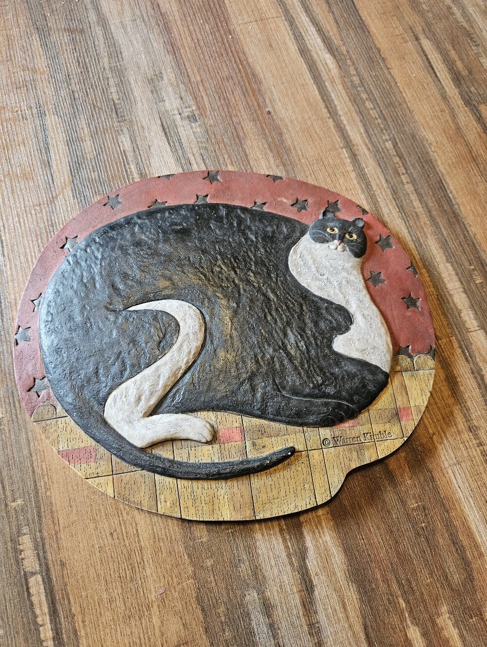 Warren Kimble Fat Cat Folk Art Wall Plaque